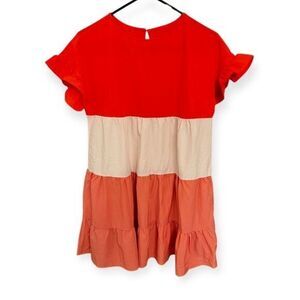 Colorblock Ruffle Sleeve Dress